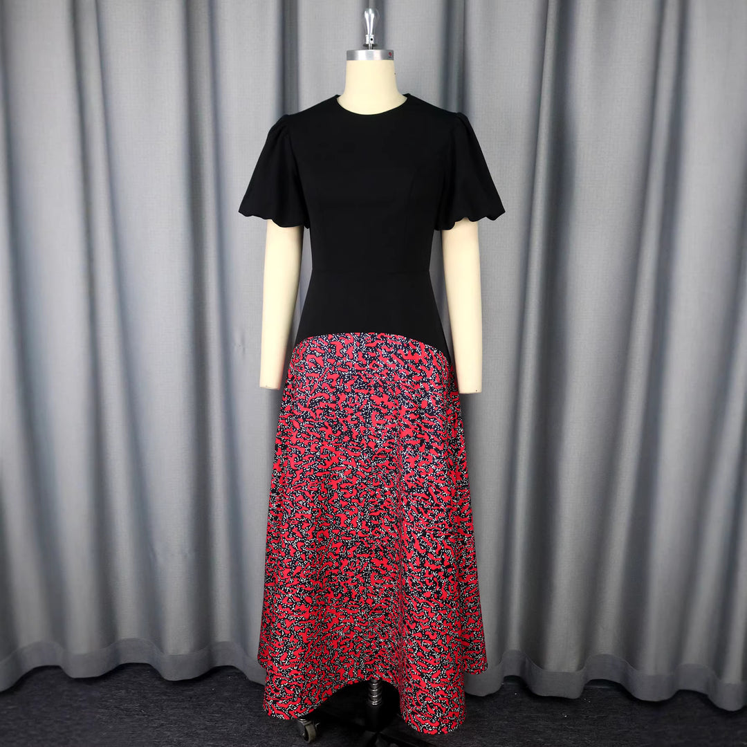 Damen Elegantes Maxikleid mit grafischem Muster und Puffärmel Echo Archiv