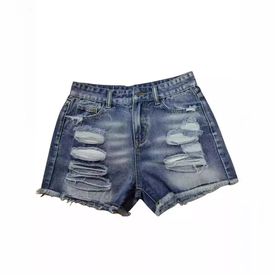 Damen Destroyed Denim-Shorts im modernen Look mit Fransen Echo Archiv