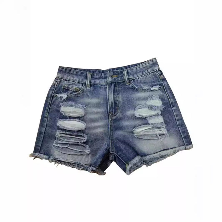 Damen Destroyed Denim-Shorts im modernen Look mit Fransen Echo Archiv