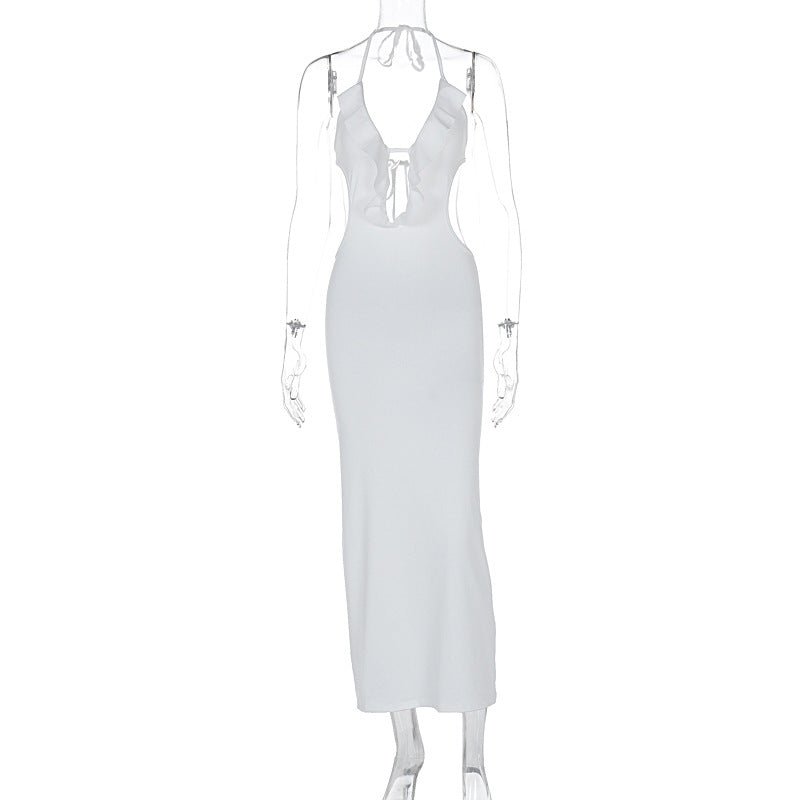 Damen Maxikleid mit Rüschendekor und figurbetontem Schnitt Echo Archiv