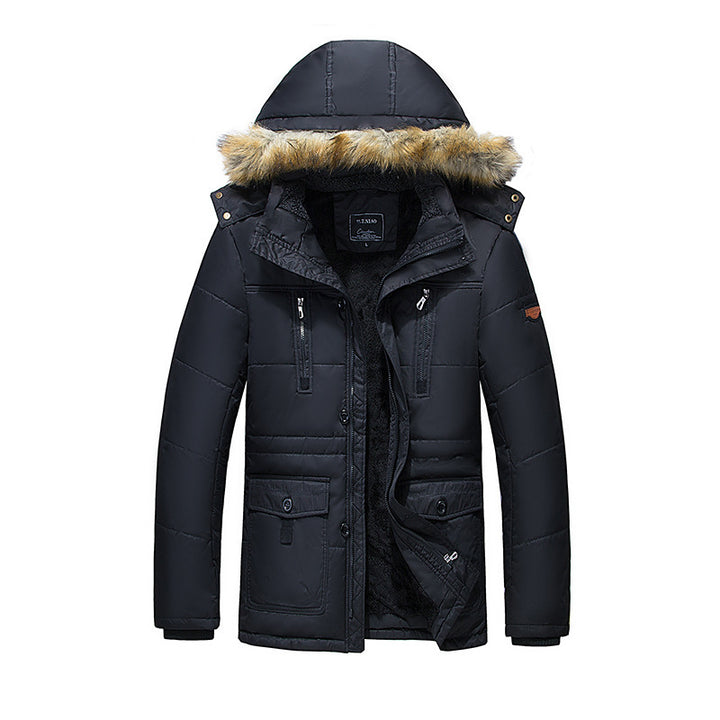 Herren Winterparka mit abnehmbarer Kunstfellkapuze gesteppter Thermofütterung und multifunktionalen Taschen Echo Archiv