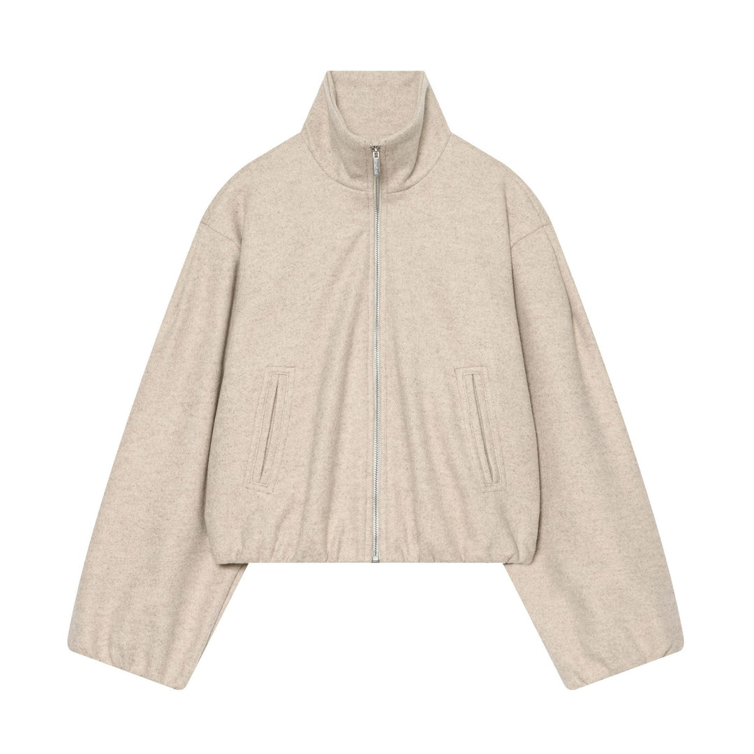 Damen Cropped Wollmix-Blouson mit hohem Stehkragen und Reißverschluss Echo Archiv