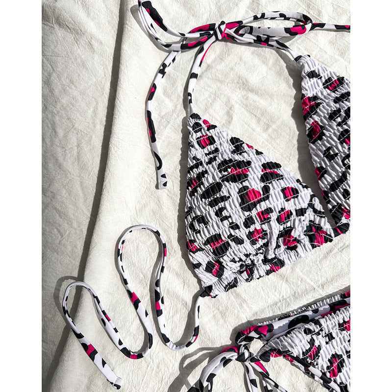 Damen Bunt gemusterter Triangel-Bikini mit verspielten Schnürungen Echo Archiv