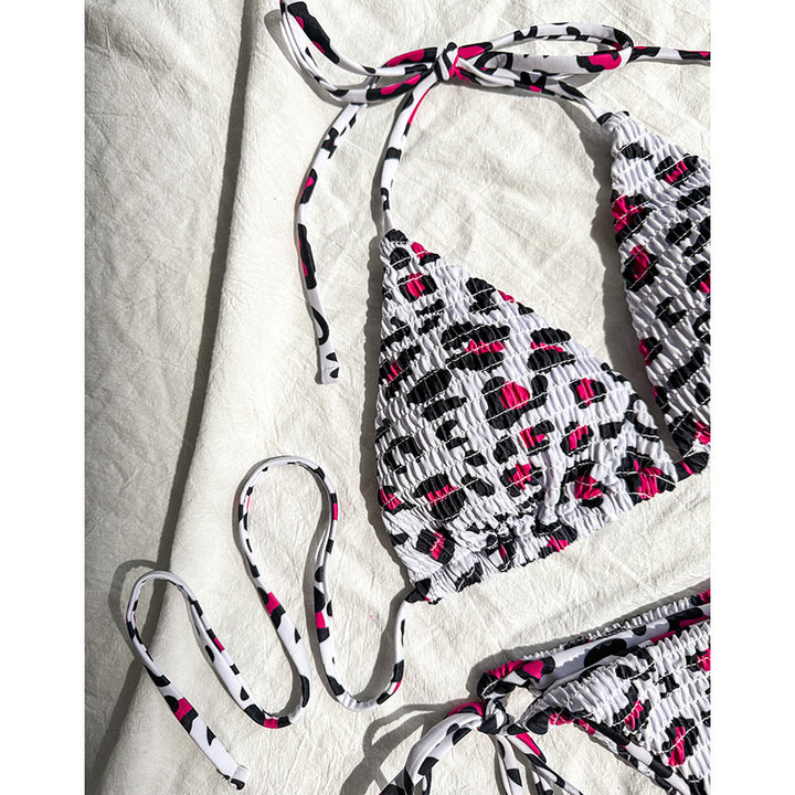 Damen Bunt gemusterter Triangel-Bikini mit verspielten Schnürungen Echo Archiv