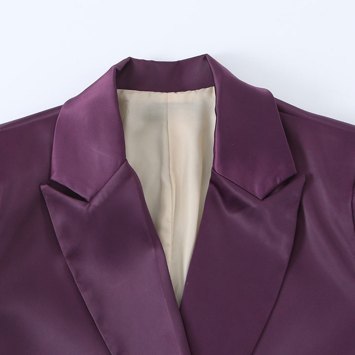 Damen Doppelreihiger Satin-Blazer mit spitzem Revers und Pattentaschen Echo Archiv