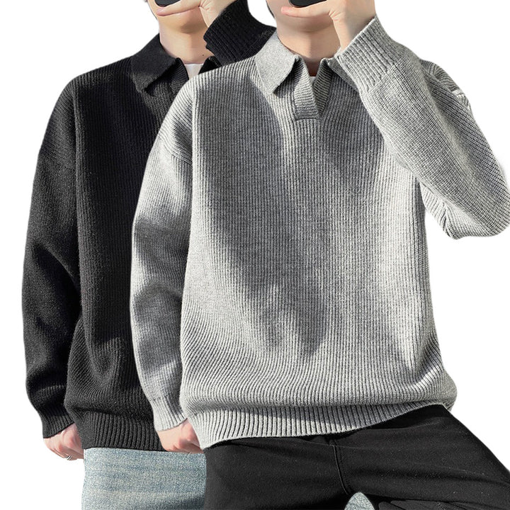 Herren Modischer Grobstrickpullover mit Kragen Echo Archiv