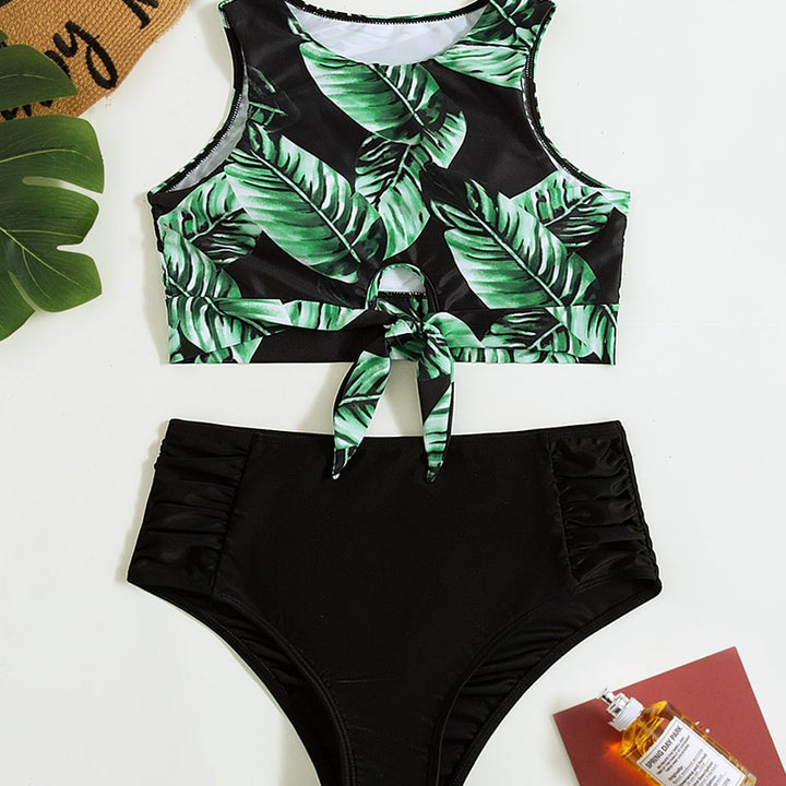 Damen Hochgeschnittener Bikini mit knotenförmigem Oberteil Echo Archiv