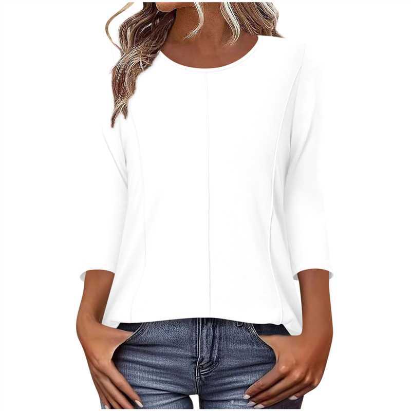 Damen lässiges Shirt mit dreiviertelärmeln und dekorativer Mittelnaht – Avérine