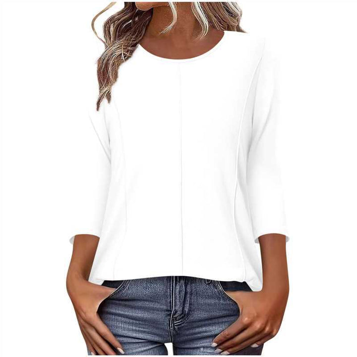 Damen lässiges Shirt mit dreiviertelärmeln und dekorativer Mittelnaht – Avérine