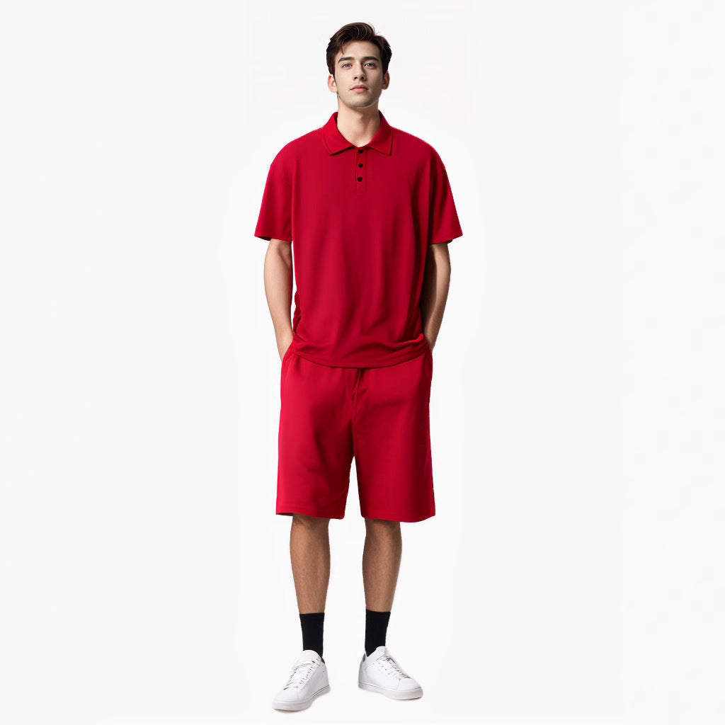 Herren Sportliches Kurzarm-Polo mit passendem Bermuda-Shorts Echoarchiv