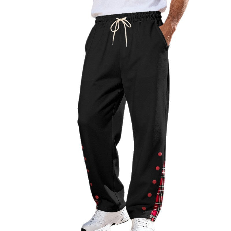 Herren Lässige Sweatpants mit Karoinnenblende und Druckknopf-Leiste – Sorevano