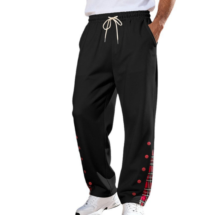 Herren Lässige Sweatpants mit Karoinnenblende und Druckknopf-Leiste – Sorevano
