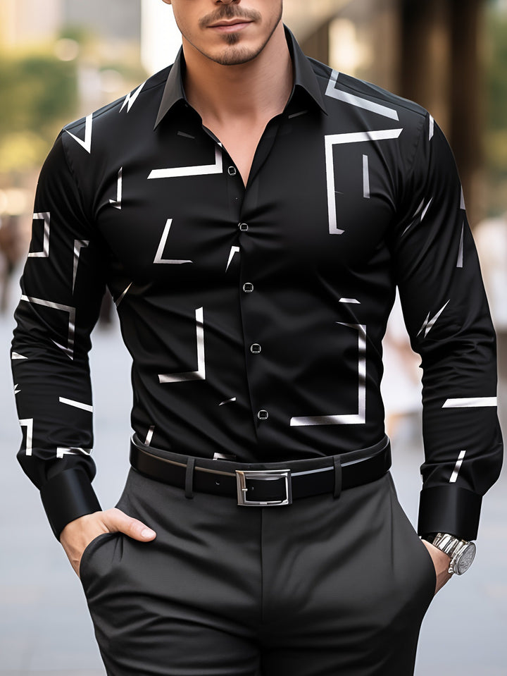 Herren modisches Langarmhemd mit geometrischem Design Echoarchiv