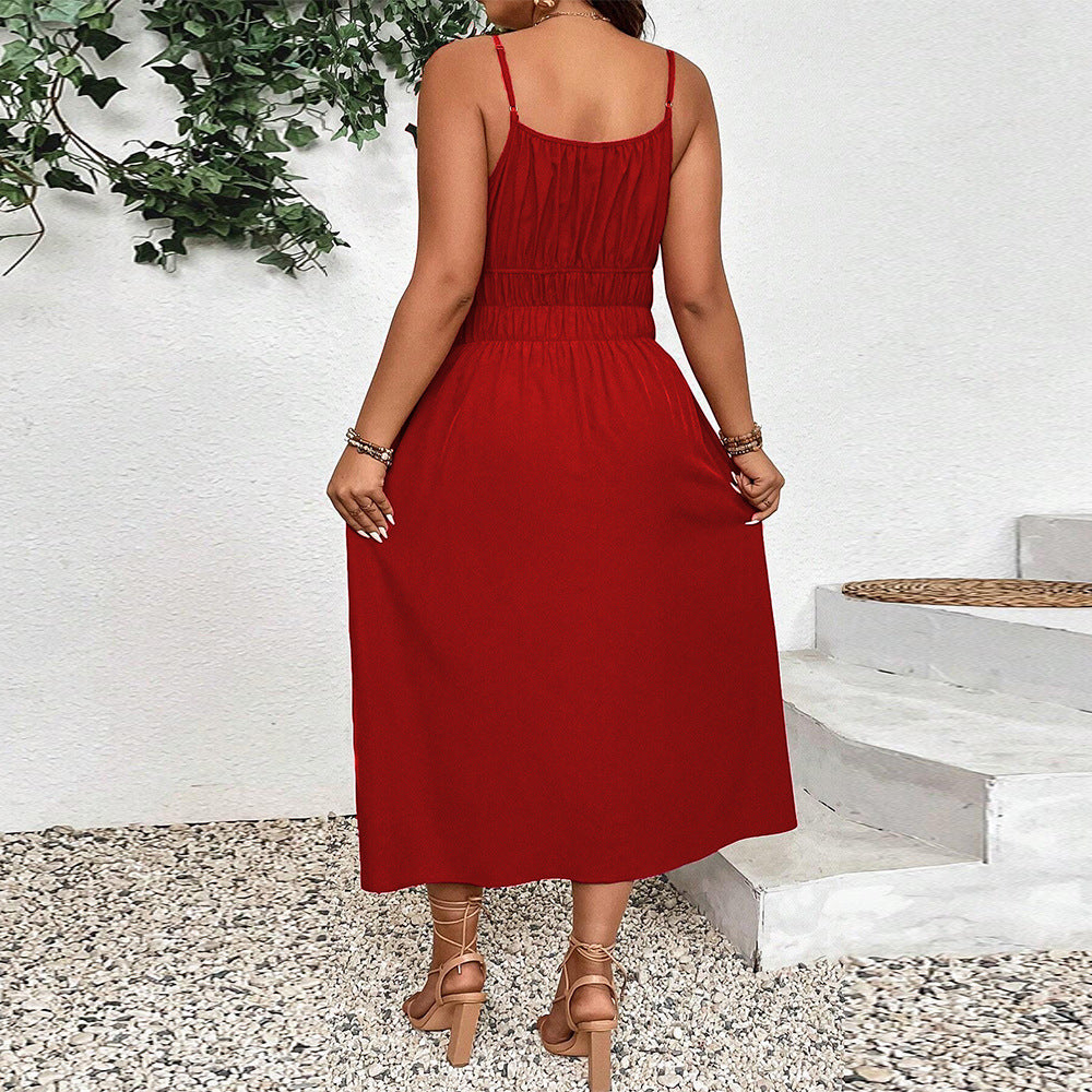 Damen Maxikleid mit verstellbaren Trägern und elastischem Bund Echo Archiv