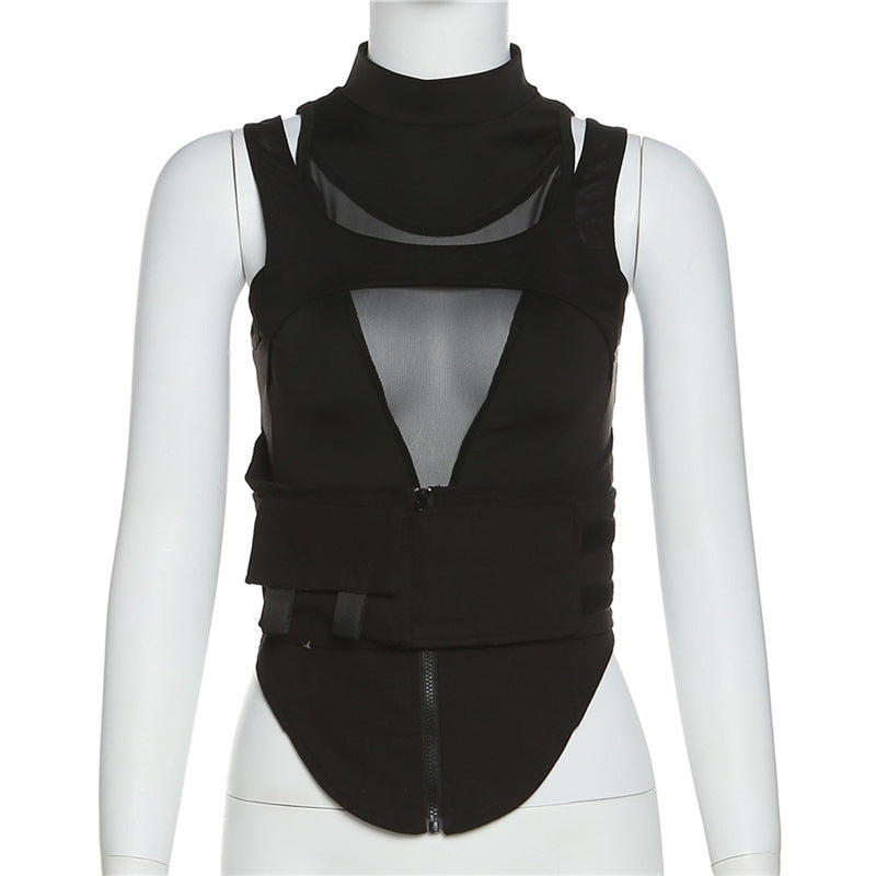 Damen Sportliches Kompressionsoberteil mit transparentem Netzdesign Echo Archiv