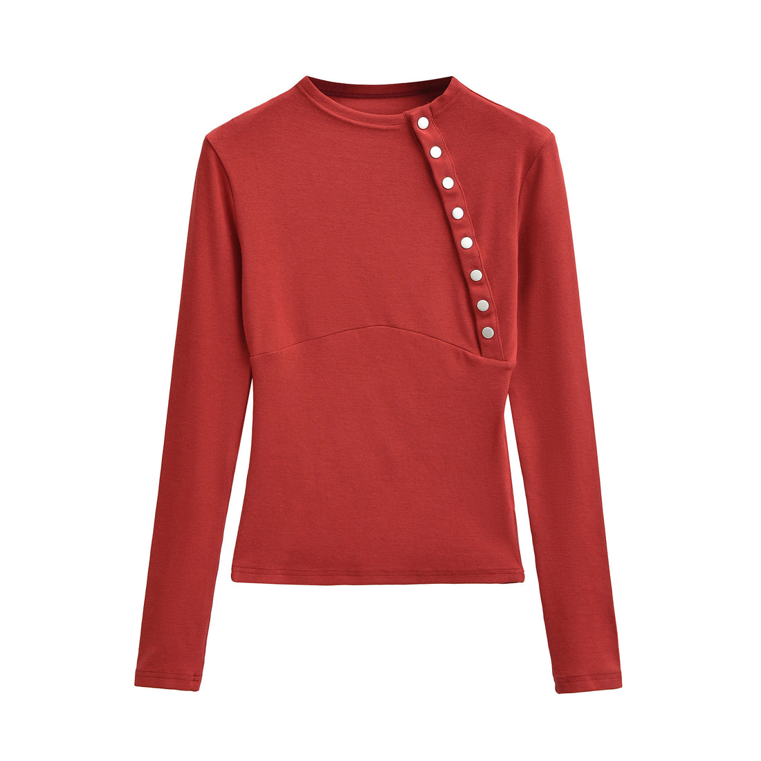 Damen Figurnahes Longsleeve mit asymmetrischer Druckknopfleiste Echoarchiv