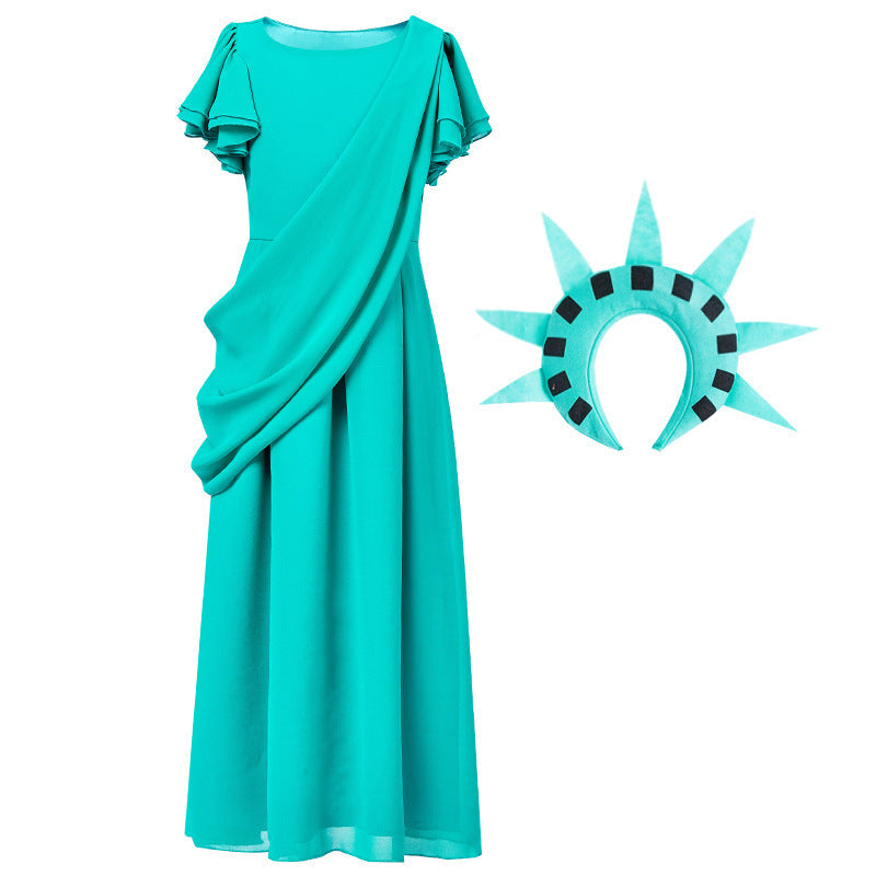 Mädchen Kostüm als Freiheitsstatue mit elegantem Kleid und Accessoires Echo Archiv