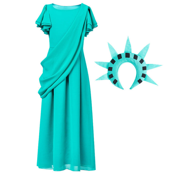 Mädchen Kostüm als Freiheitsstatue mit elegantem Kleid und Accessoires Echo Archiv