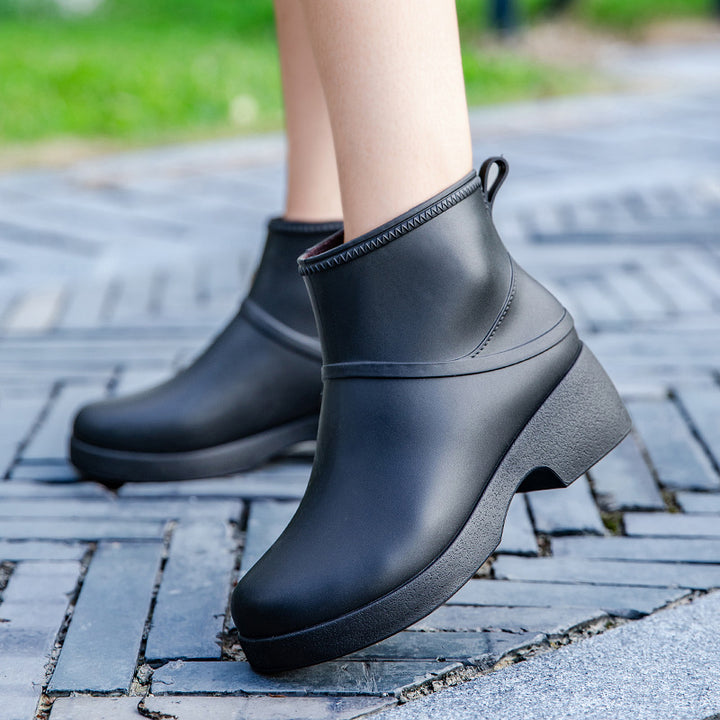 Damen Gummi-AnklEchoarhivoots wasserdicht mit Plateau-Profilsohle und Zuglasche Echoarhiv