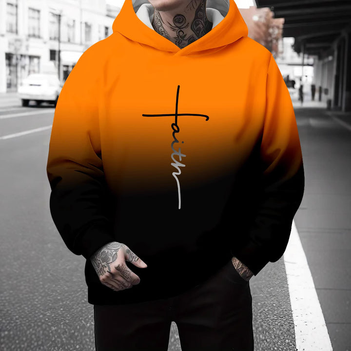 Herren Kapuzenpullover mit subtiler Farbverlauf-Optik und inspirierendem Schriftzug Echoarchiv