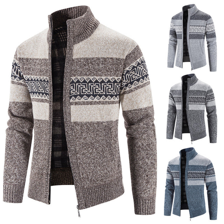 Herren gemütlicher Strickjacke mit Zip-Kragen Echoarchiv