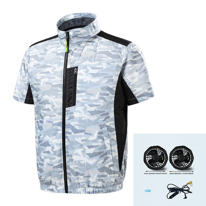 Herren nan Kurzarm-Lüftungsjacke mit integrierten USB-Ventilatoren und atmungsaktivem Meshfutter Echo Archiv