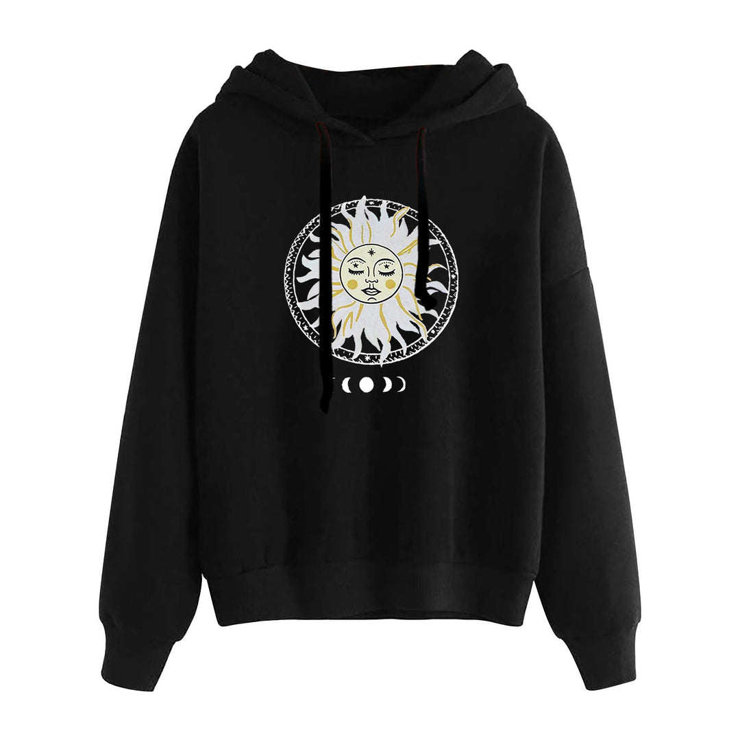 Damen lässiger Oversize Kapuzenpullover mit Herz‑und‑Pfotenprint, Kordelzug und gerippten Bündchen – Auréline