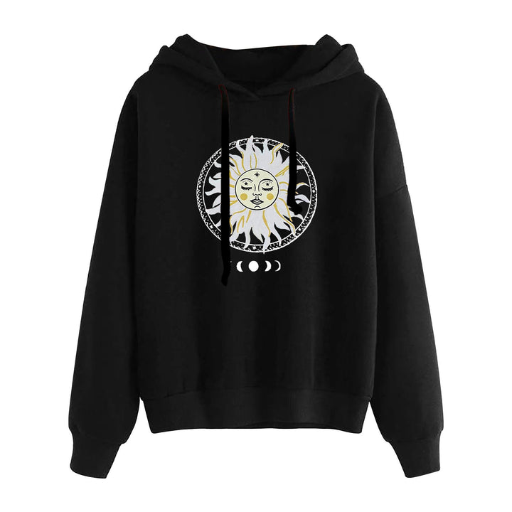 Damen lässiger Oversize Kapuzenpullover mit Herz‑und‑Pfotenprint, Kordelzug und gerippten Bündchen – Auréline