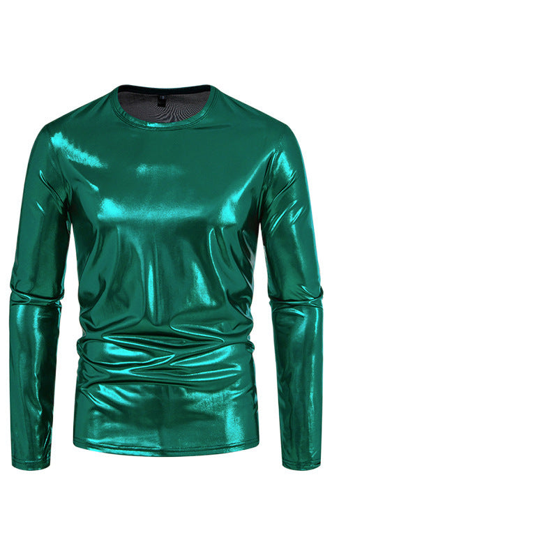 Herren Langarmshirt aus glattem, reflektierendem Material Echoarchiv