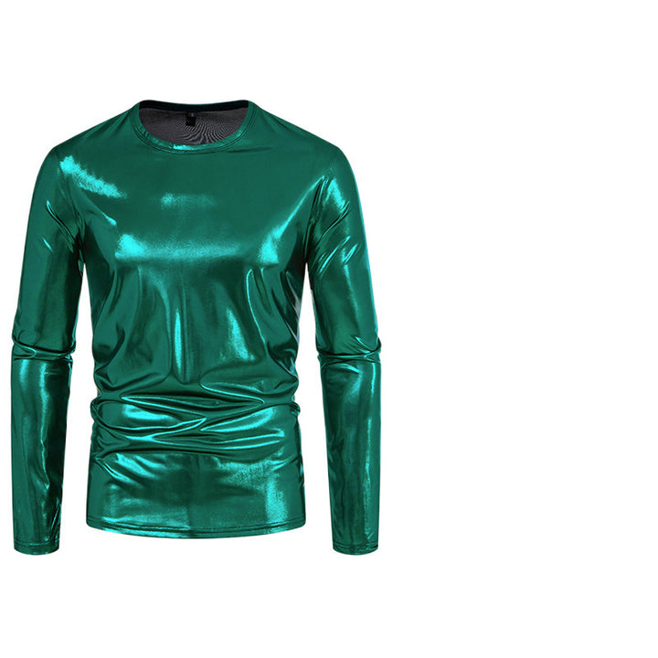 Herren Langarmshirt aus glattem, reflektierendem Material Echoarchiv