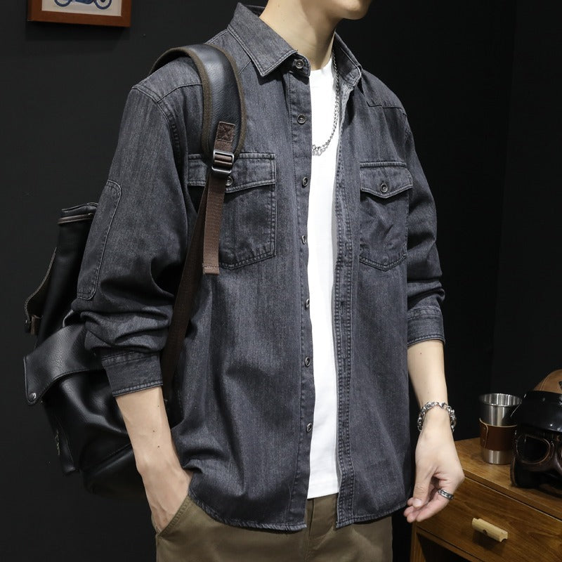 Herren lässige Denim-Hemdjacke mit praktischen Brusttaschen und modernem Schnitt Echoarchiv