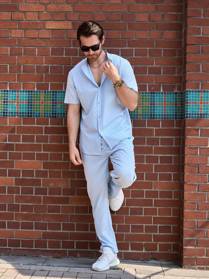 Herren lässiges Kurzarm-Hemd und Hose Set Echoarchiv