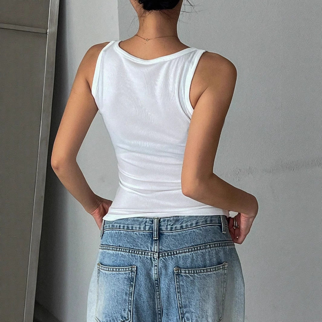 Damen Tanktop mit modernem Quadrat-Ausschnitt und fein geripptem Material Echo Archiv