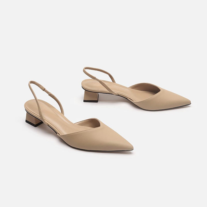 Damen Elegante spitz zulaufende Slingback-Pumps mit elastischem Fersenriemen und niedrigem Blockabsatz – Lioré
