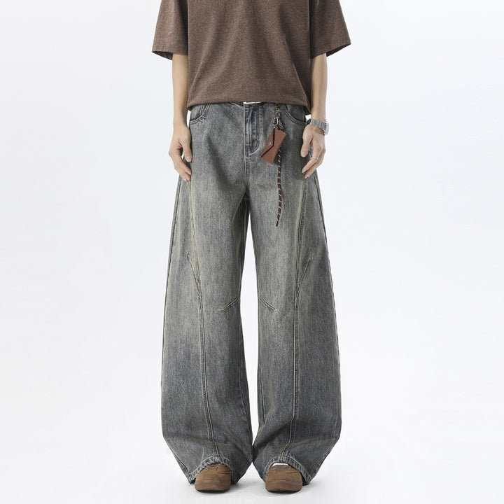 Herren Weite Baggy-Jeans mit hoher Taille, extra weitem Bein und dekorativen Teilungsnähten Echoarchiv