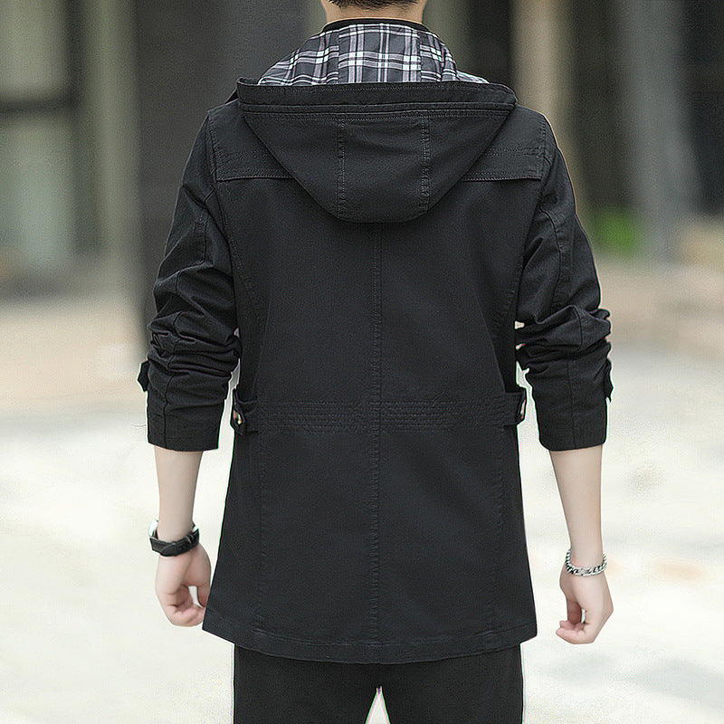 Herren leichter Canvas-Fieldparka mit Kapuze, Brustreißverschluss und verstellbaren Taillenlaschen Echoarchiv