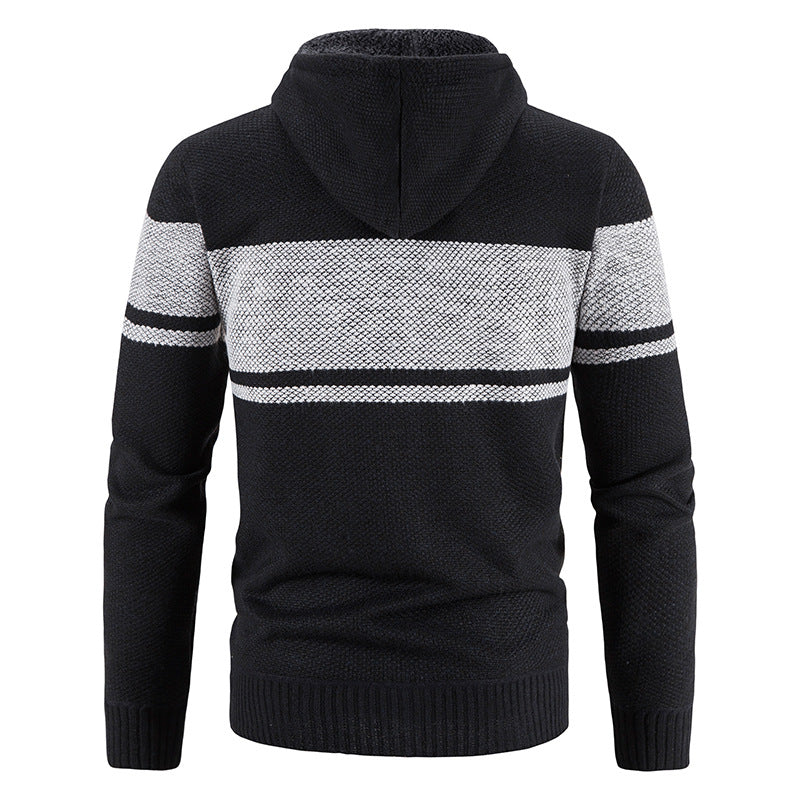Herren nan gefütterte Strick-Kapuzenjacke mit Teddyfutter, durchgehendem Reißverschluss und Kordelzug Echo Archiv