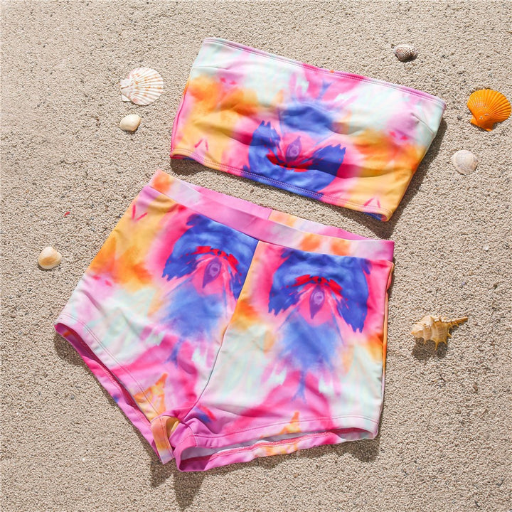 Damen Hochgeschnittener Bikini-Set mit modernem Batikdesign Echo Archiv