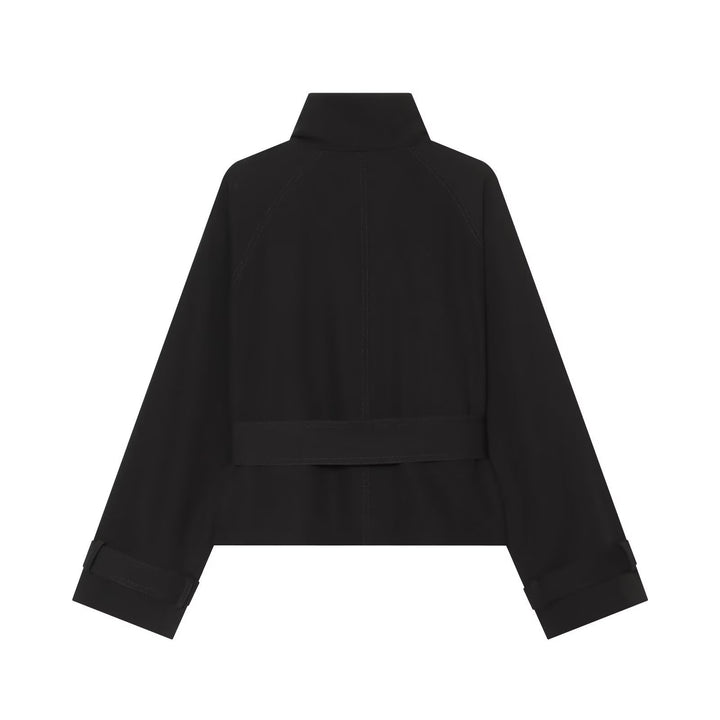 Damen Kurze Trenchjacke mit doppelreihiger Knopfleiste und Taillengürtel Echo Archiv