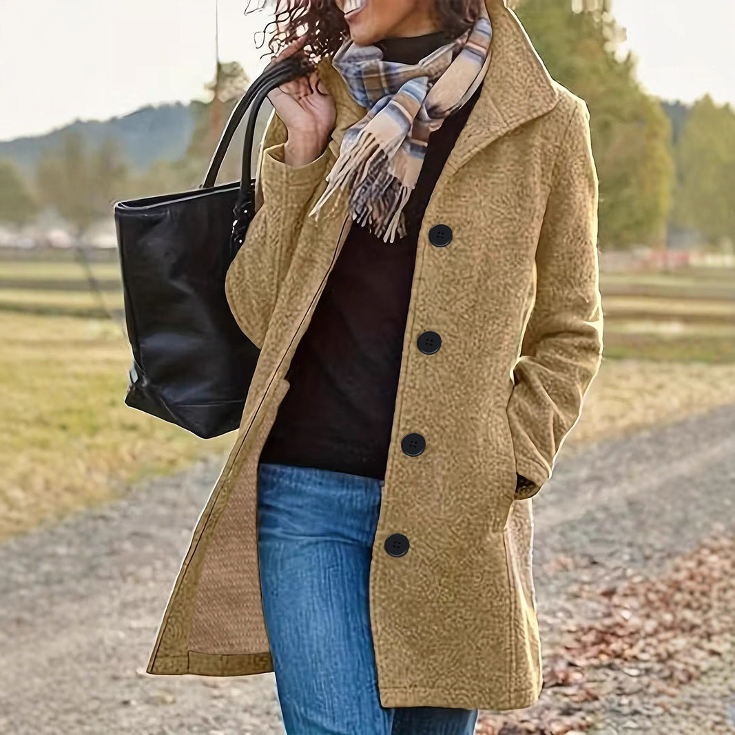Damen nan taillierter Wollmix-Mantel mit großer Knopfleiste und Eingrifftaschen Echo Archiv