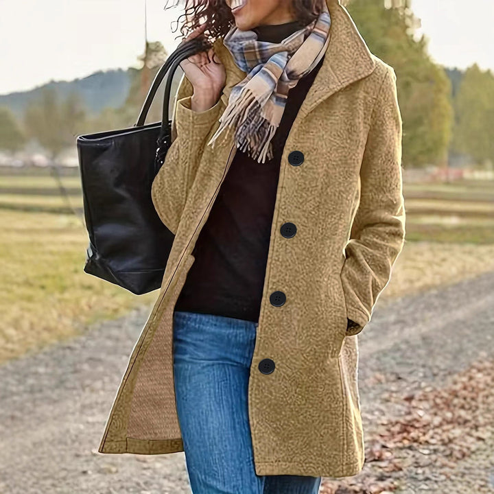Damen nan taillierter Wollmix-Mantel mit großer Knopfleiste und Eingrifftaschen Echo Archiv