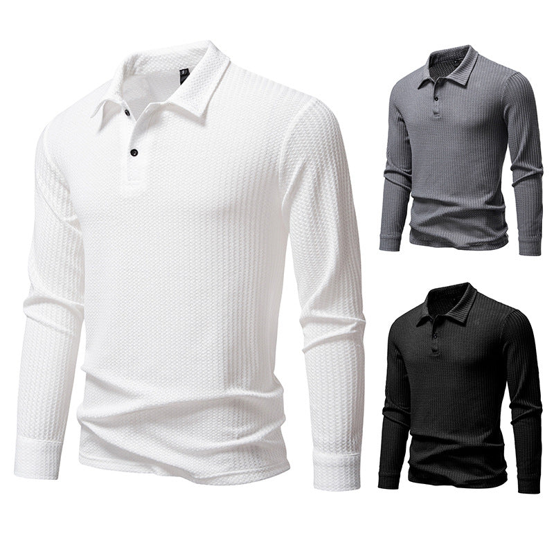 Herren Waffelstrick-Poloshirt mit Halbknopfleiste und Hemdkragen Echo Archiv