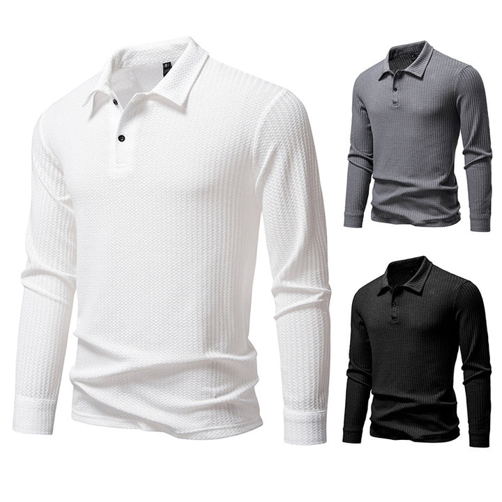 Herren Waffelstrick-Poloshirt mit Halbknopfleiste und Hemdkragen Echo Archiv