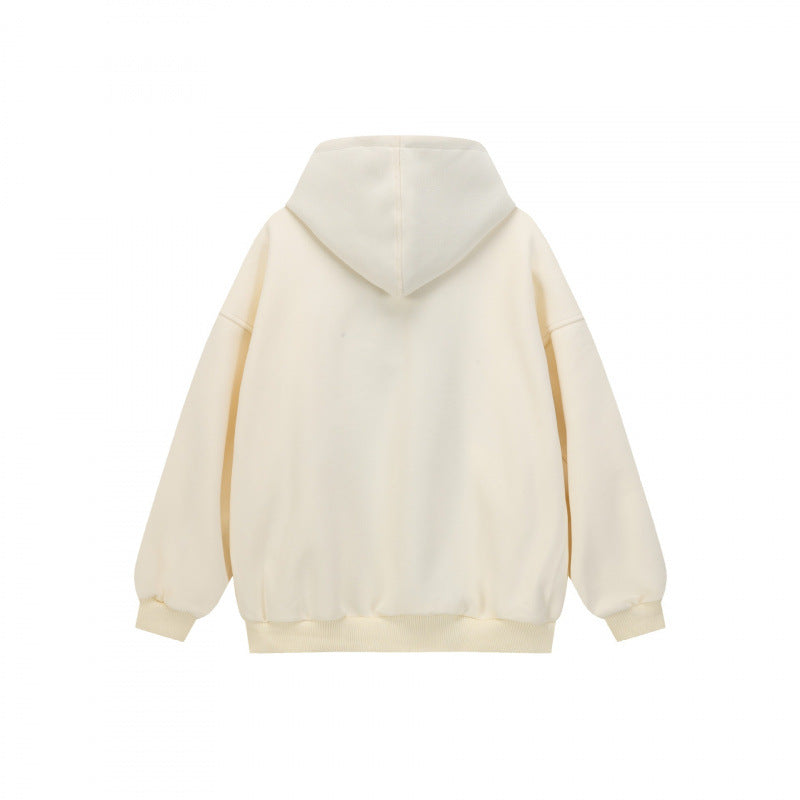 Unisex Oversize Kapuzen-Sweatjacke mit Karofutter, durchgehendem Reißverschluss und geripptem Saum Echo Archiv
