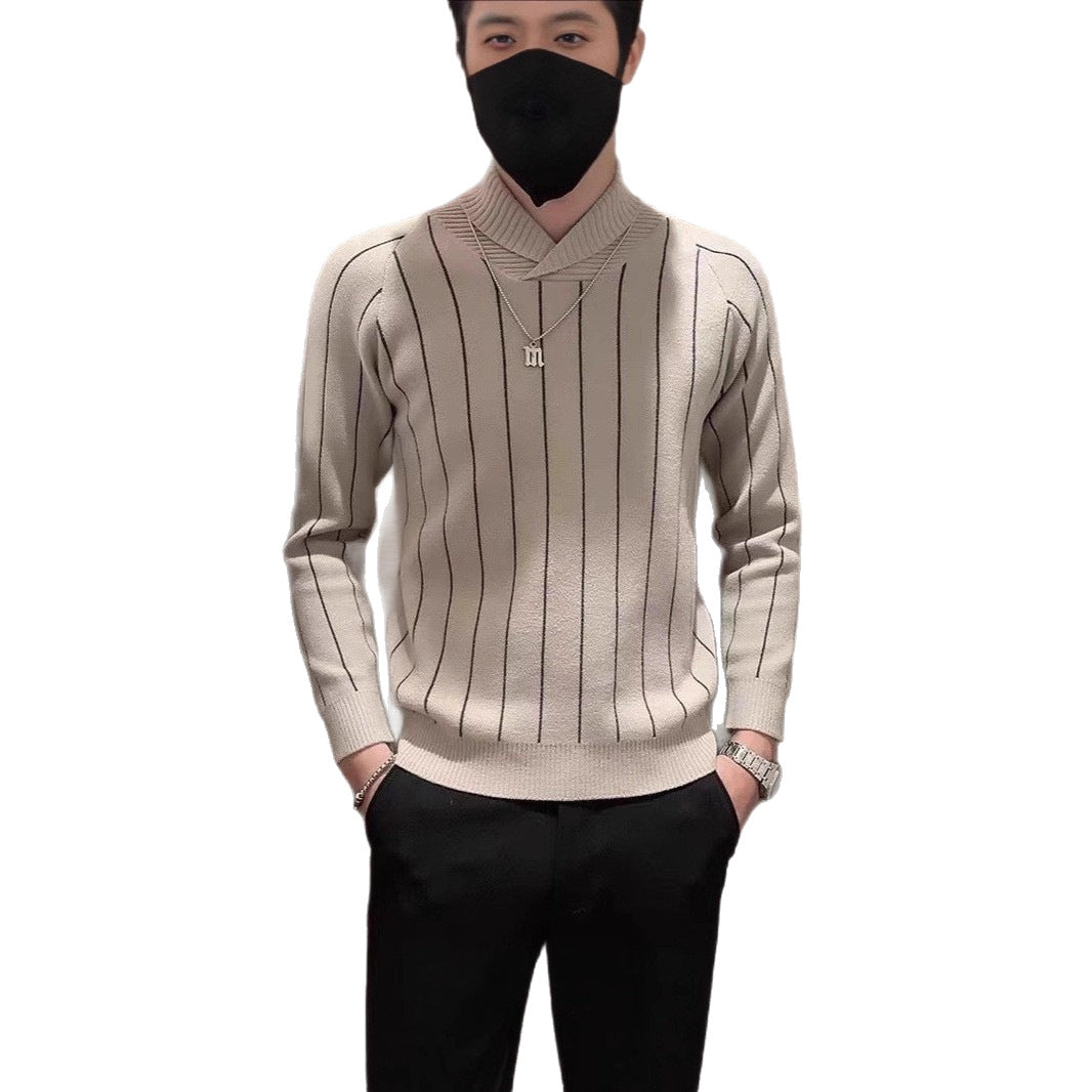 Herren Eleganter Strickpullover mit Stehkragen Echoarchiv