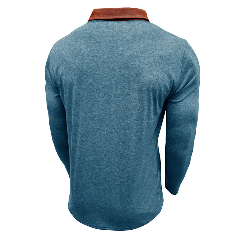 Herren Langarmshirt mit kontrastierendem Kragen und Brusttasche Echoarchiv
