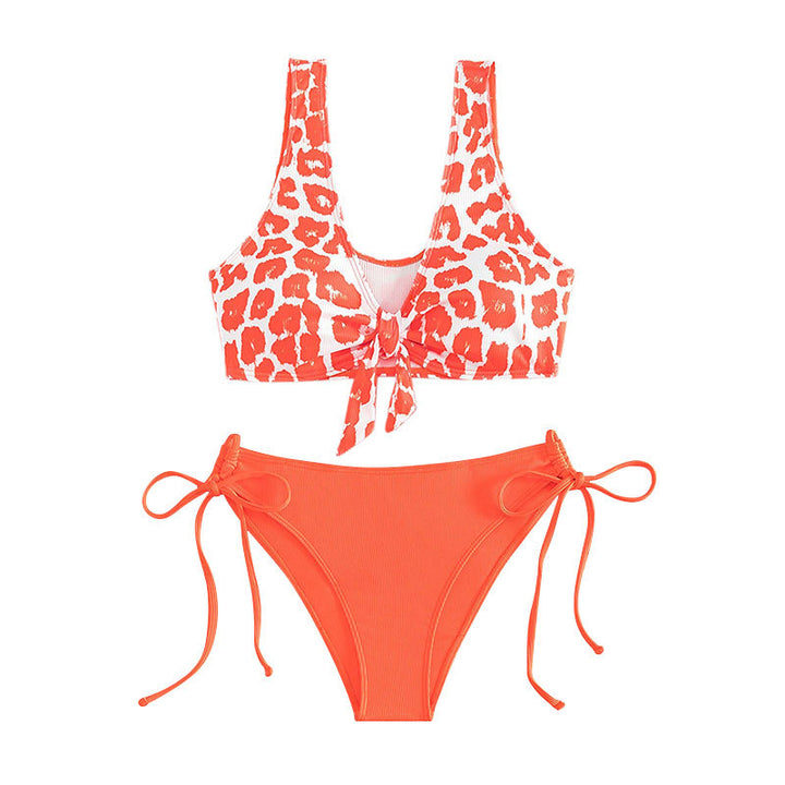 Damen Triangel-Bikini Set mit trendigem Leopardenmuster und verspieltem Knoten Echo Archiv