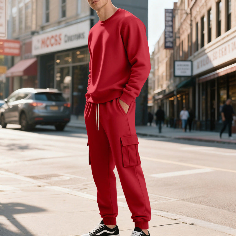 Herren Utility-Cargo-Jogger aus French Terry mit Mehrfachklappen & Tunnelzug – Bravaro