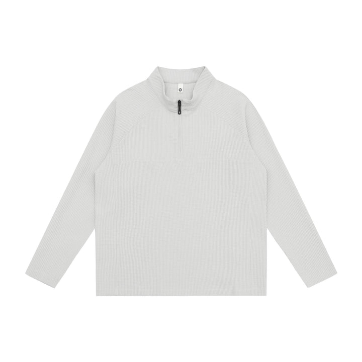 Unisex Waffelstrick-Halbzip-Pullover mit Troyerkragen und Raglanärmeln Echoarchiv