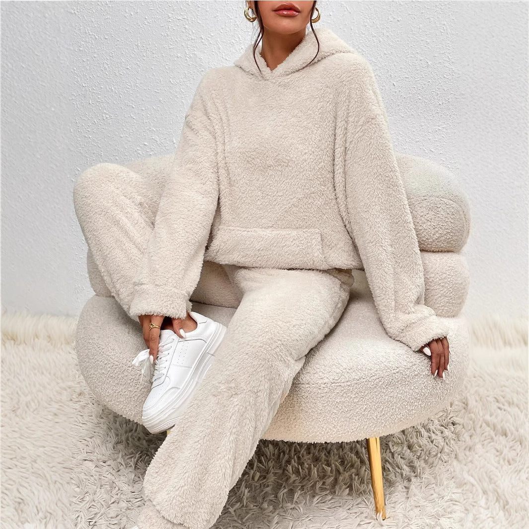 Damen Fleece-LoungewEchoarchivr-Set mit Kapuze und Taschen Echoarchiv